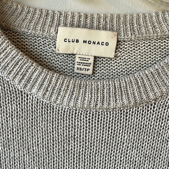 Club Monaco Lightweight Linen Blend Grey Rolled Hem Sweater - Picture 3 of 11